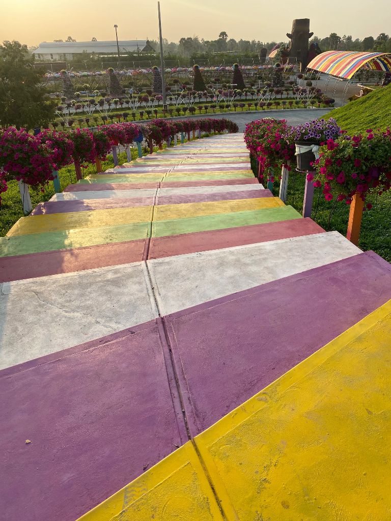 Staircase with colored steps